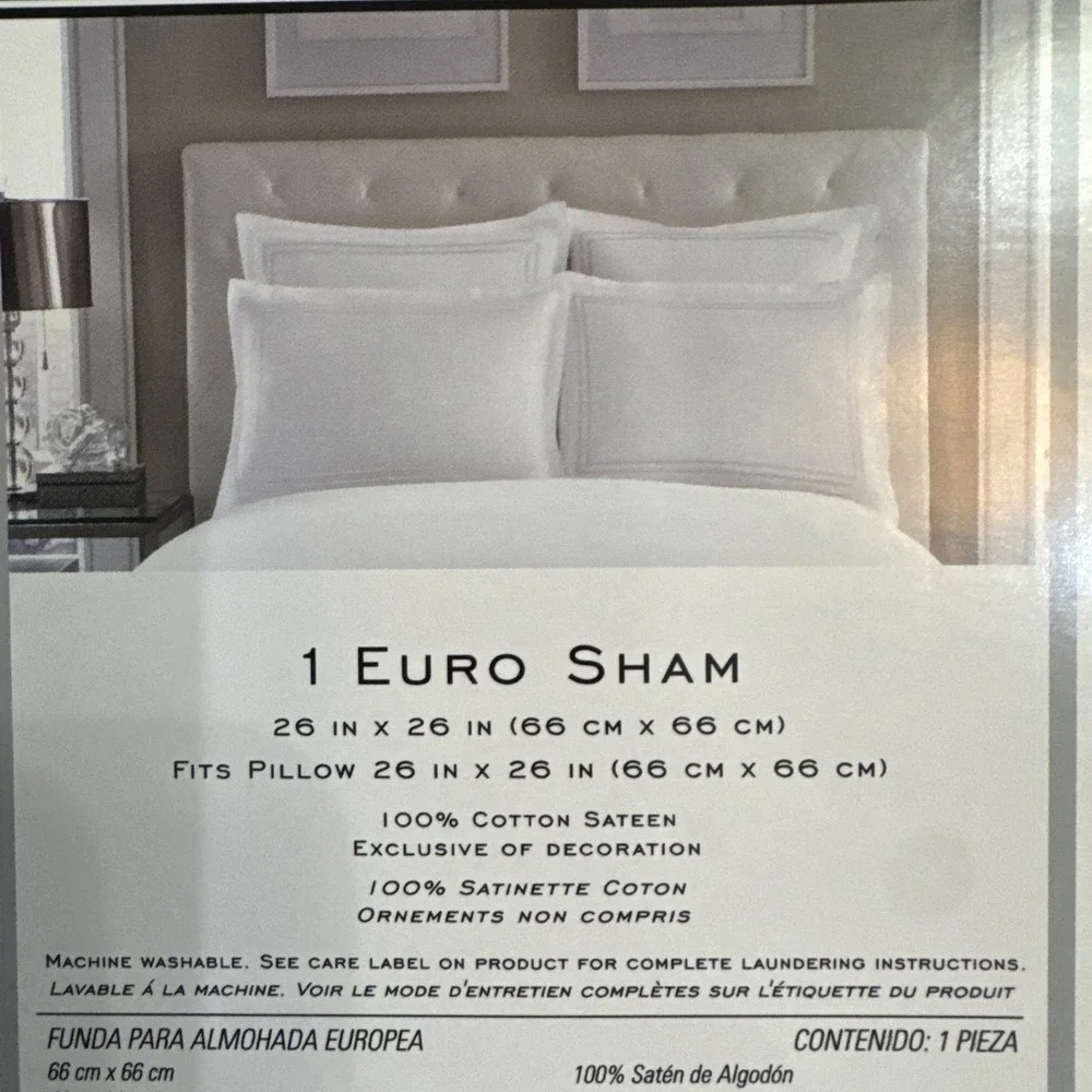 Wamsutta Euro Pillow Sham Hotel Baratta Stitch White Double Border Cotton New